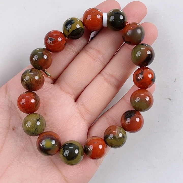 隐***月南红玛瑙未镶嵌大山包典藏级包浆圆珠单圈12mm