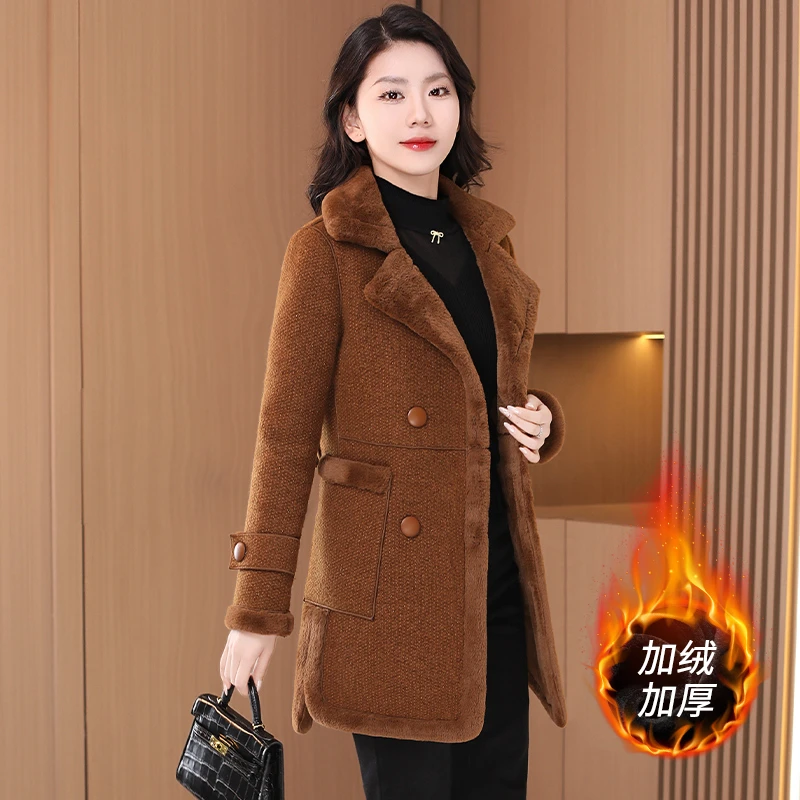 品牌贵夫人时尚毛呢外套2025秋冬新款休闲加厚保暖衣服网红款外套