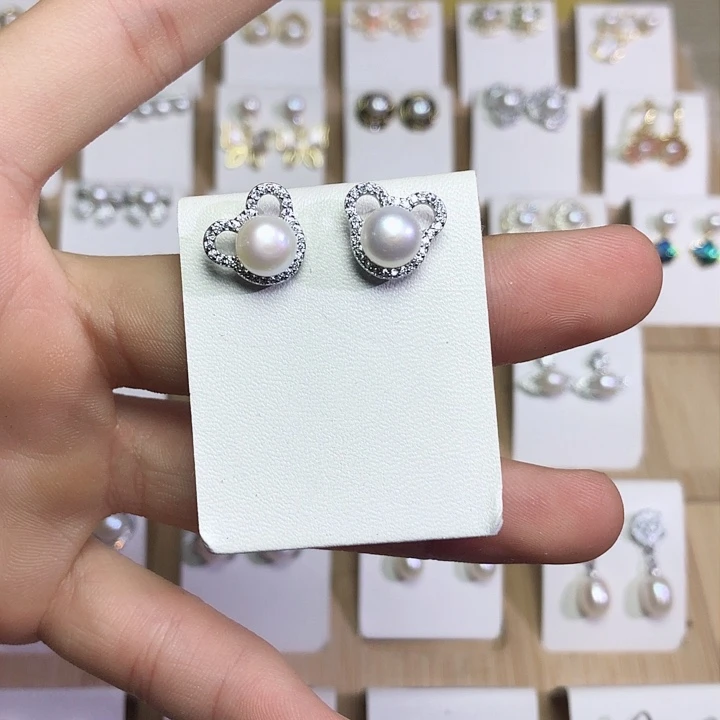 淡水珍珠耳饰银S925镶嵌