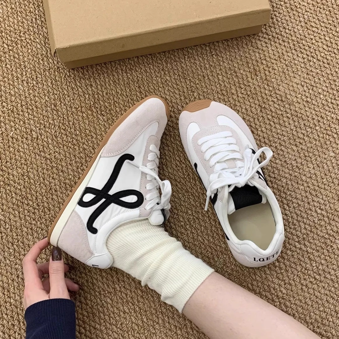 杨幂同款棕色复古德训鞋女2025早春新款休闲小白鞋平底阿甘运动鞋