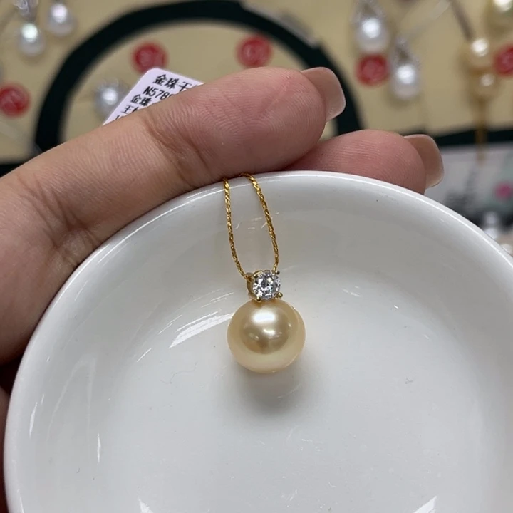 海水珍珠颈饰18K金镶嵌金珠11-12mm111号