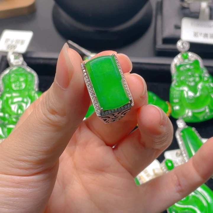 翡翠银S925镶嵌吊坠(不含链)