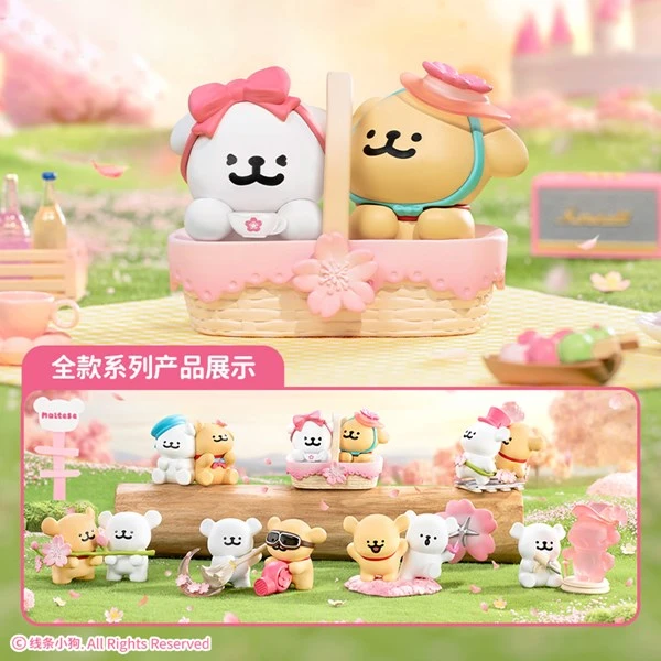 玩乐主义 盲盒 线条小狗浪漫樱花系列