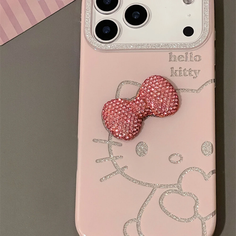粉色立体钻石蝴蝶结kitty适用iphone17promax苹果16手机壳15可爱