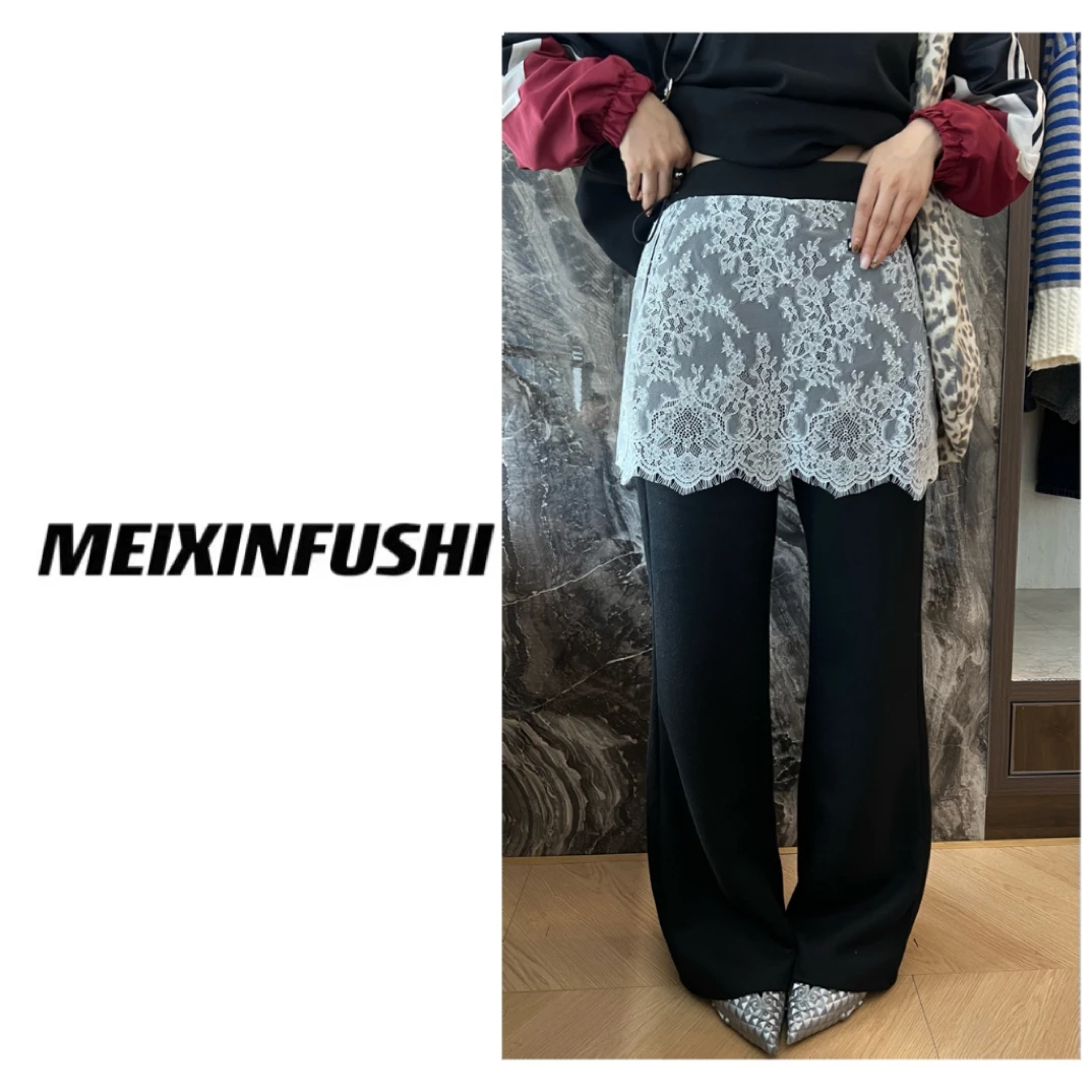 【Mei Xin】欧货蕾丝拼接休闲裤/5958/D