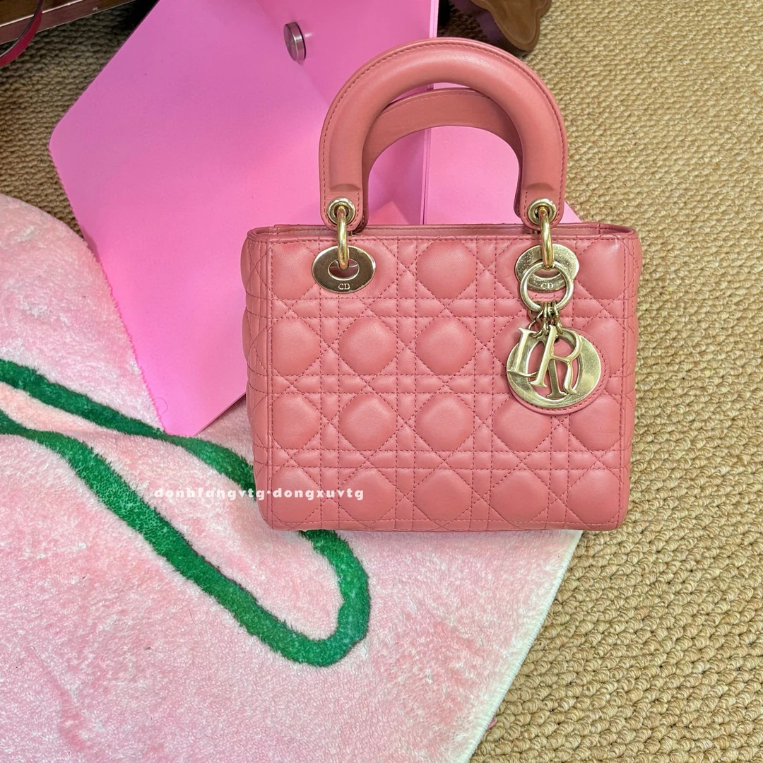 95新 DIOR/迪奥 dior 粉色四格戴妃手提包