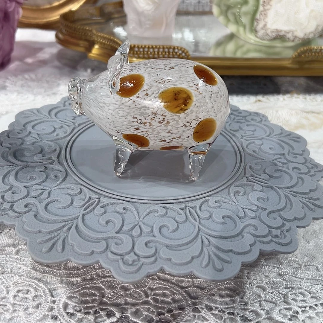 陶瓷F8141福利金色波点小猪摆件