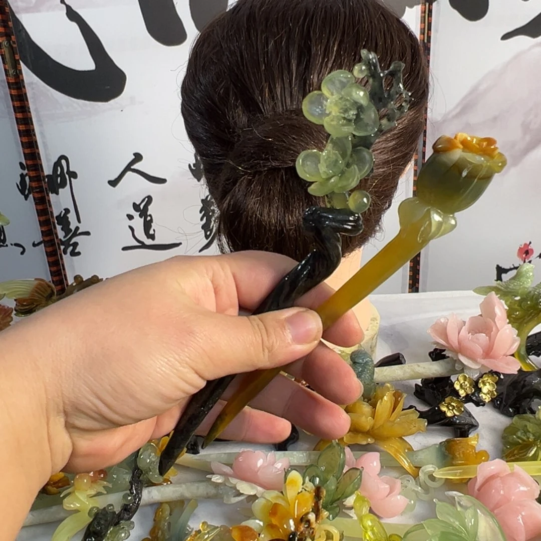 豪****蛇纹石玉未镶嵌发饰