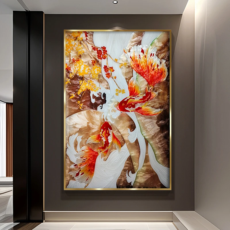 臣萱【花间游】珐琅彩装饰画入户玄关走廊过道挂画客厅餐厅书房墙画