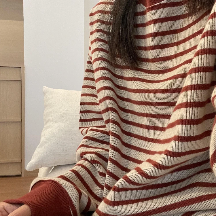 美式复古oversize高级感条纹卫衣女2025春季新款气质百搭套头上衣