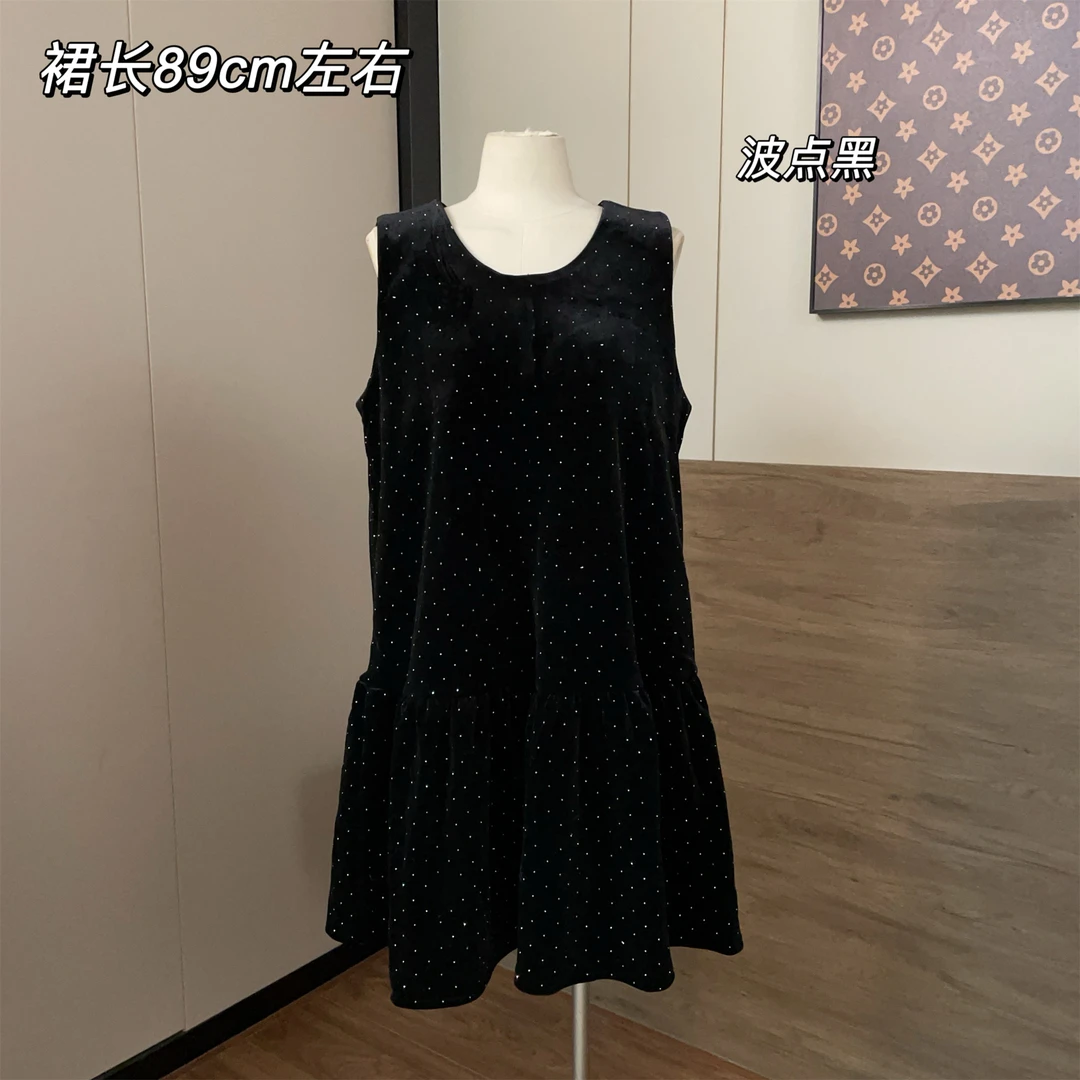 【Si&华严选】法式复古丝绒背心裙显瘦高级感方领气质连衣裙6732