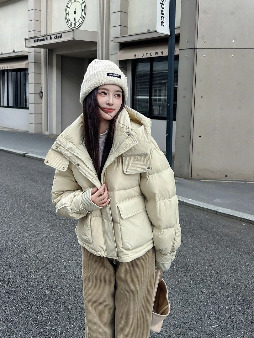 【8912】休闲款百搭时尚连帽羽绒服多巴胺穿搭系列