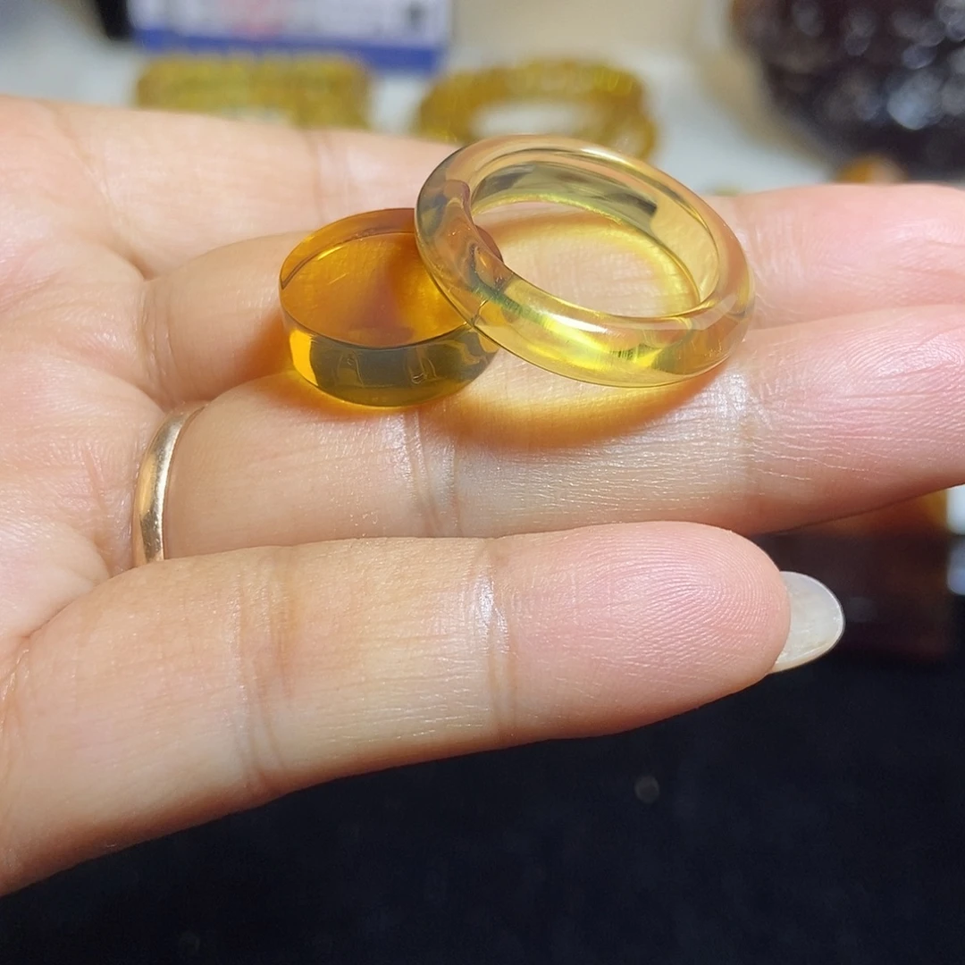 琥珀未镶嵌戒指缅甸天然琥珀戒指