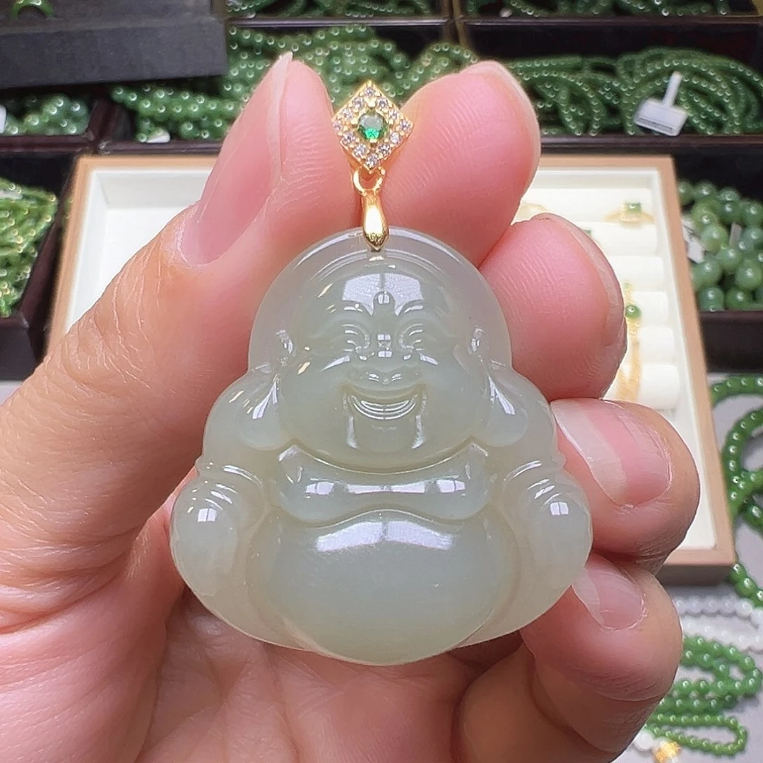 和田玉银S925镀金镶嵌颈饰
