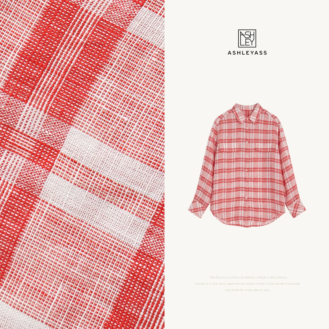 ashleyass“红格子”潮牌女装红格子衬衫休闲百搭上衣LSS250371C
