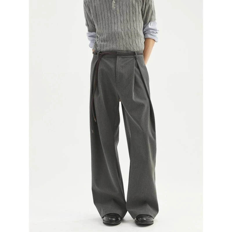 HR73 立体工字褶A字廓形弯刀TR西裤通勤休闲裤