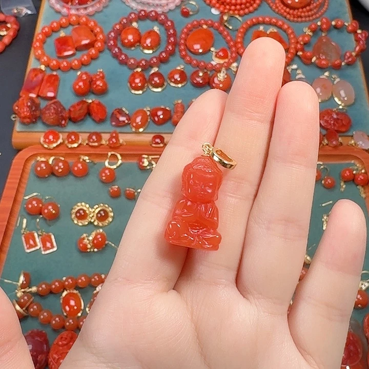 南红玛瑙银S925镶嵌吊坠