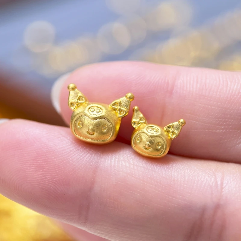 【金哆哆】足金999 库洛米素金 中穿通孔水贝黄金手绳手串配件可爱