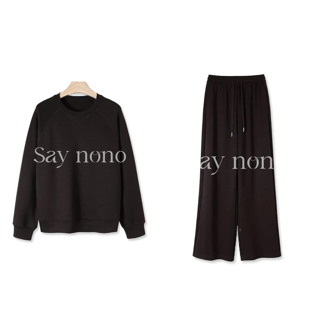 【懒猫nono】KBBLM1891一套套装砂洗空气层圆领卫衣+裤子