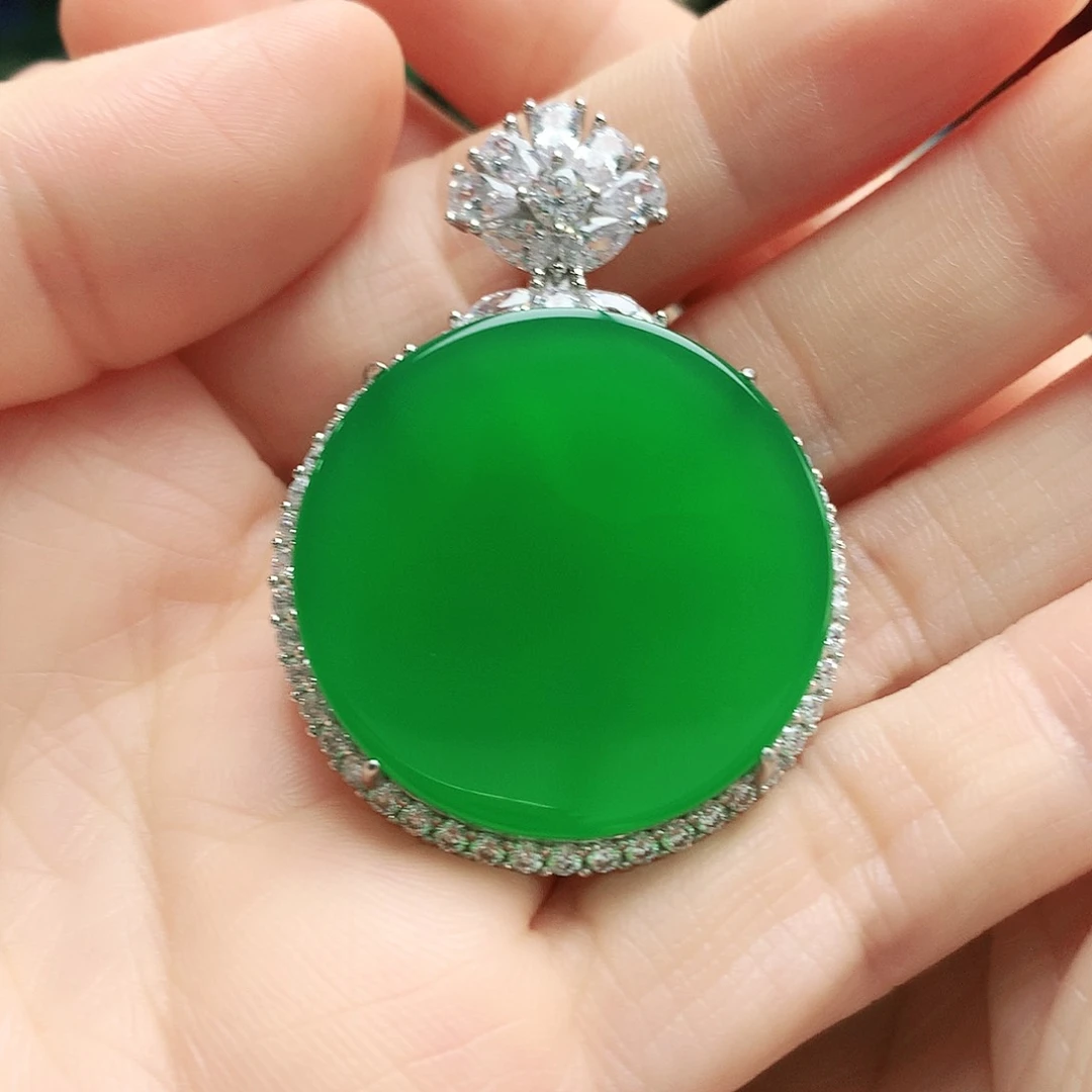 玛瑙/玉髓吊坠银S925镶嵌