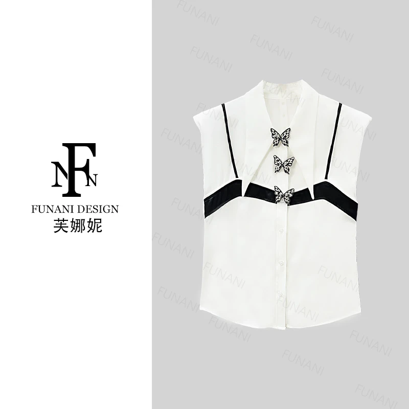 FNN【白色蝴蝶】2025新款优雅气质复古休闲衣服女上衣F2520138A
