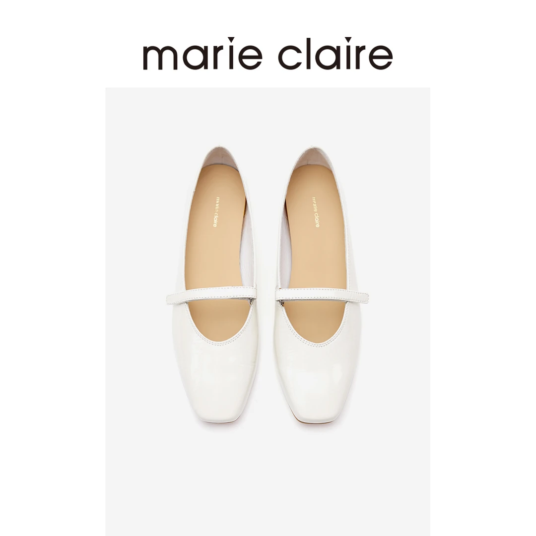 MC女鞋魔术贴玛丽珍新款复古平底小方头单鞋marieclaire女鞋