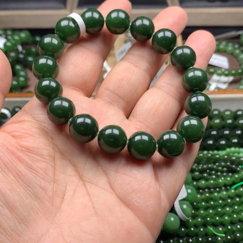 【闪购商品】未镶嵌手串和田玉（碧玉）致*阁12m m