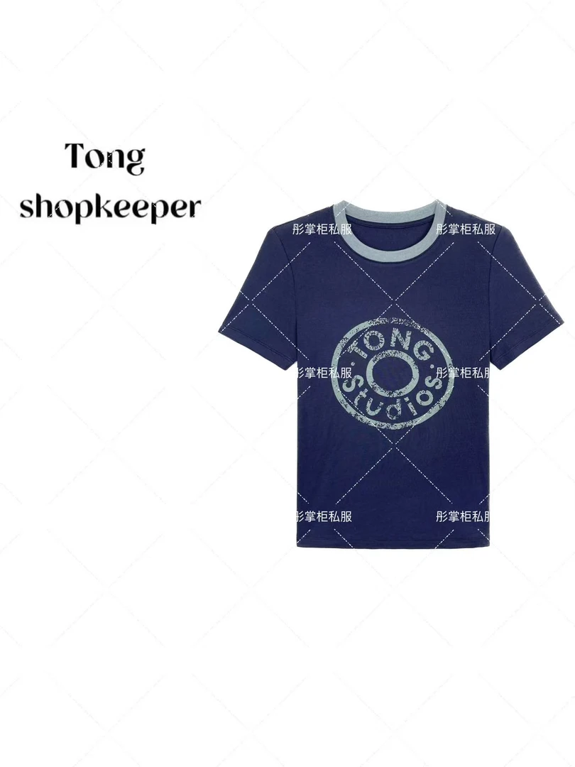 QJ/彤掌柜1681778 夏季25掌柜莱赛尔天丝羊毛时尚LOGO时尚上衣