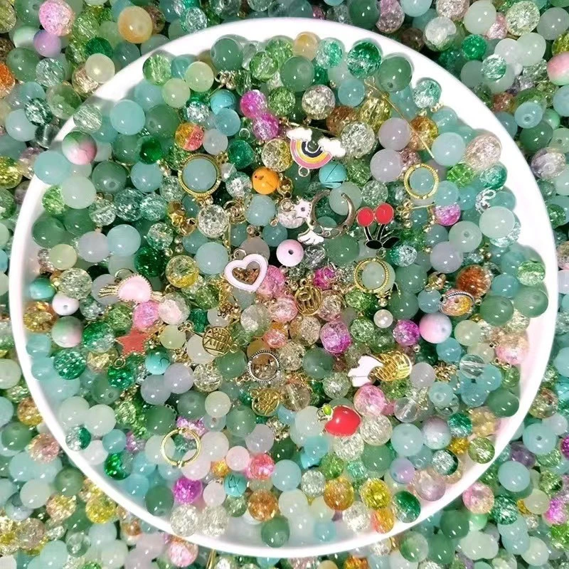 琉璃玻璃手链 手工玉琉璃珠diy手工串珠圆珠链饰品配件混色散珠