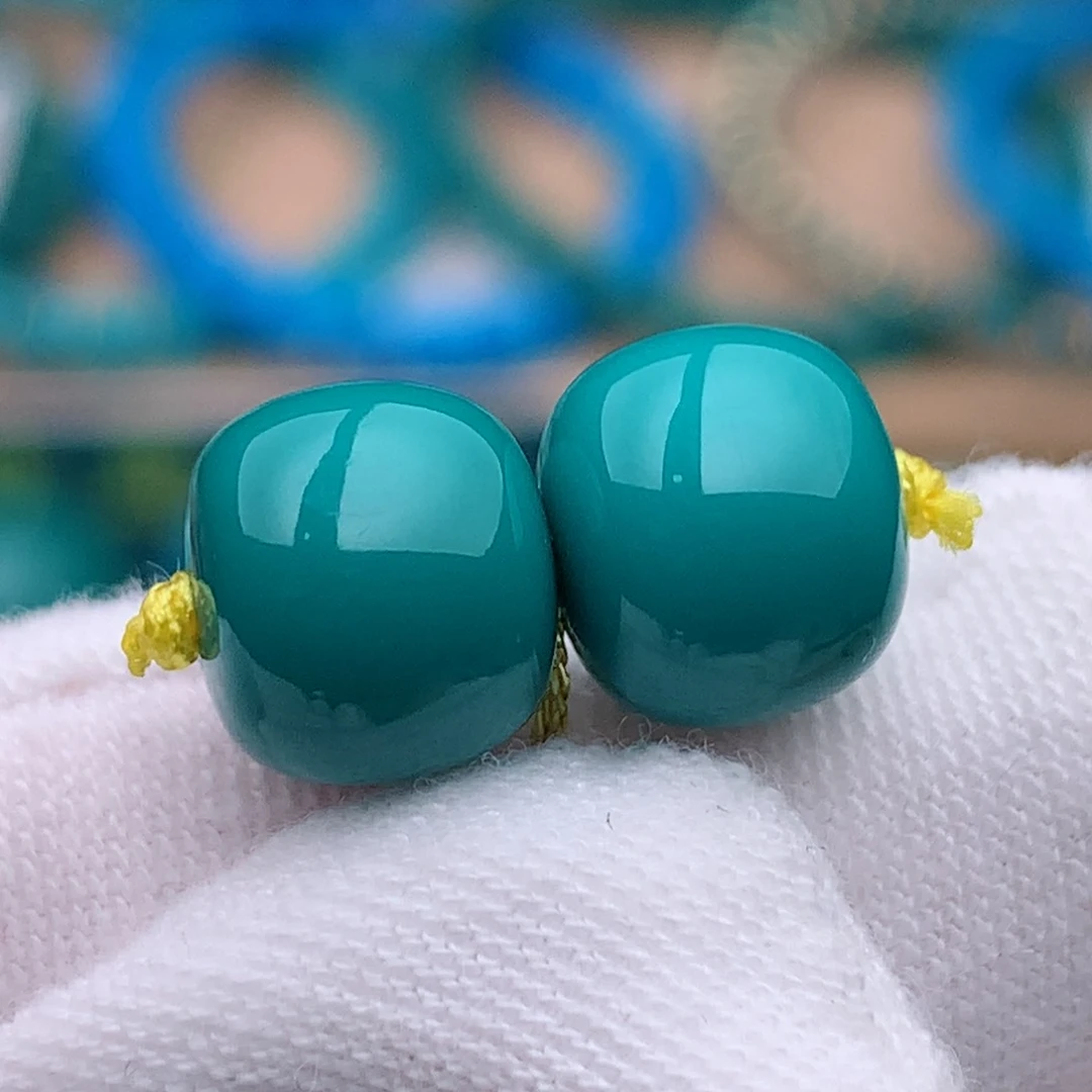 未镶嵌绿松石珠宝奇石8.8mm老型对珠