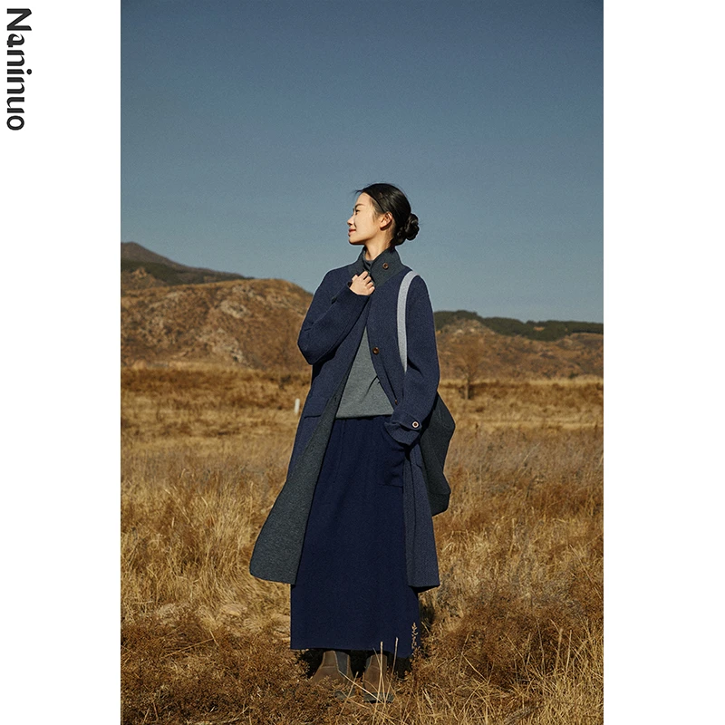 Naninuo/纳尼诺<清风叙>显瘦双穿长款保暖羊绒大衣NQWT24127