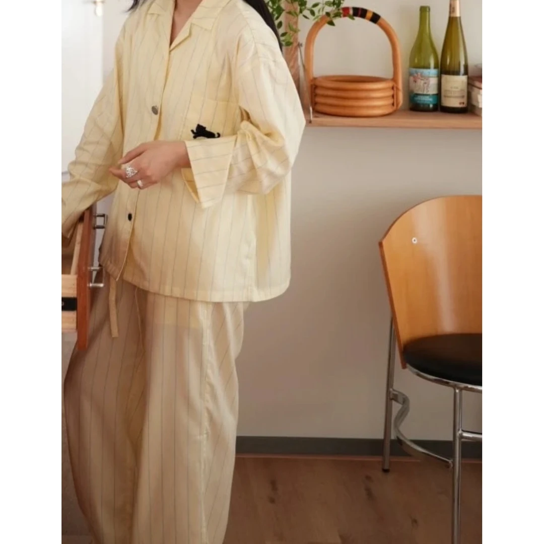 【野家龚俊同款-黄都市野兽】 新款可外穿天丝棉长袖居家服睡衣套装