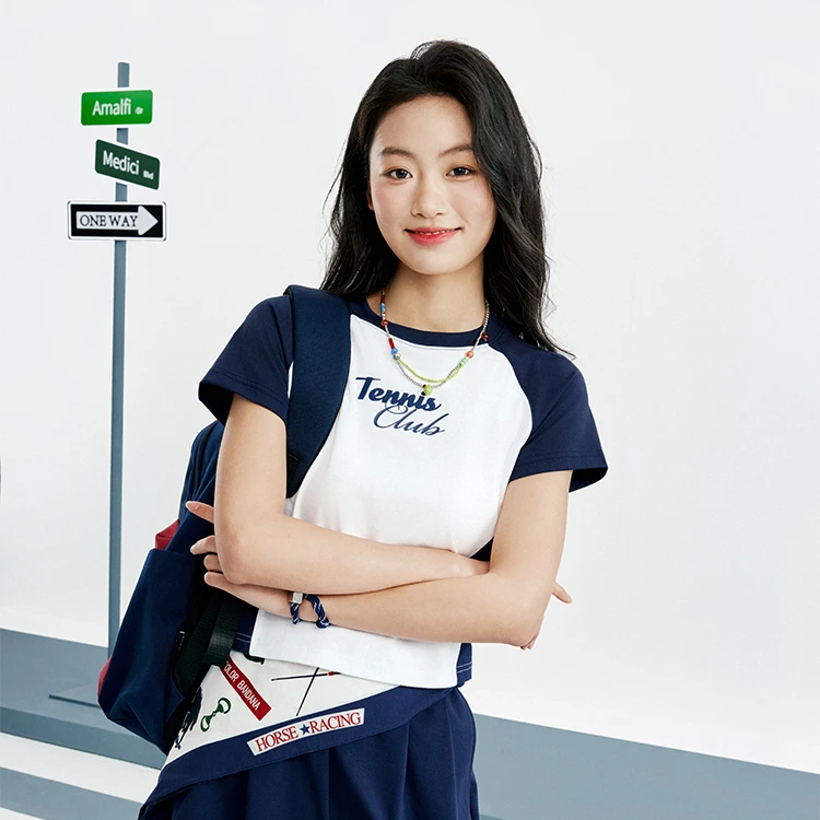 乔丹短袖T恤衫女2025秋季透气吸汗拼接休闲运动短袖QDLHS2253167