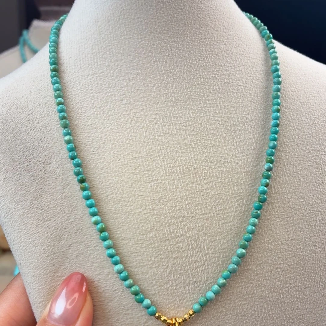 绿松石银S925镀金镶嵌颈饰