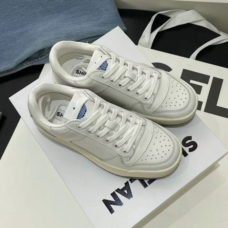 诗歌兰真皮小白鞋女2025新款时尚厚底休闲鞋百搭舒适板鞋037-125