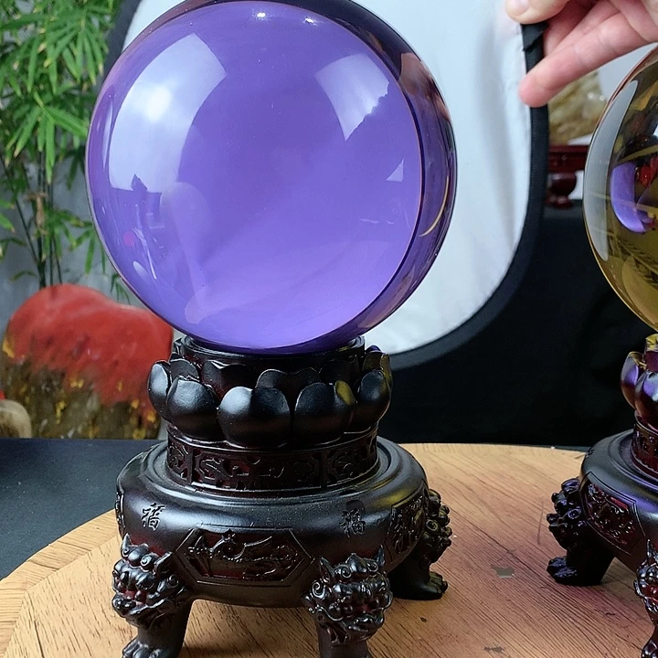 石材紫水晶球直径15带高档底座