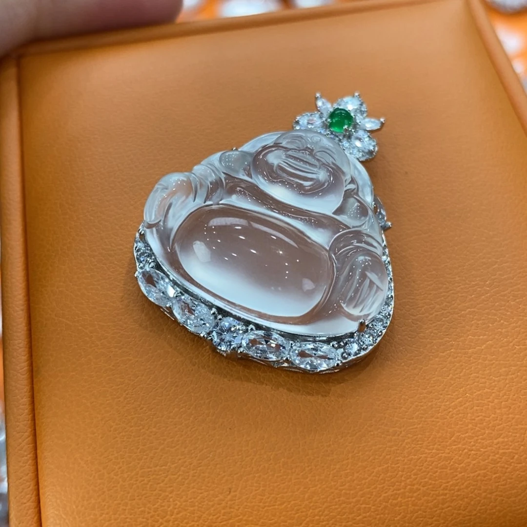 石英质玉吊坠(赠链)银S925镶嵌