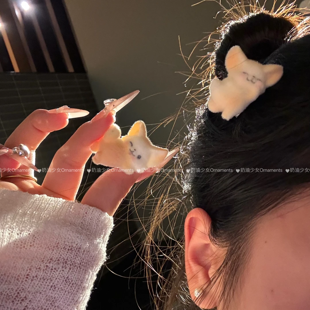 调皮的狐狸发夹植绒可爱少女心侧边刘海夹鸭嘴夹卡通发饰女