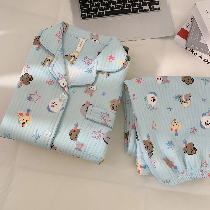 冬季卡通睡衣少女长袖加厚空气绵御寒秋冬防风两件套装家居服