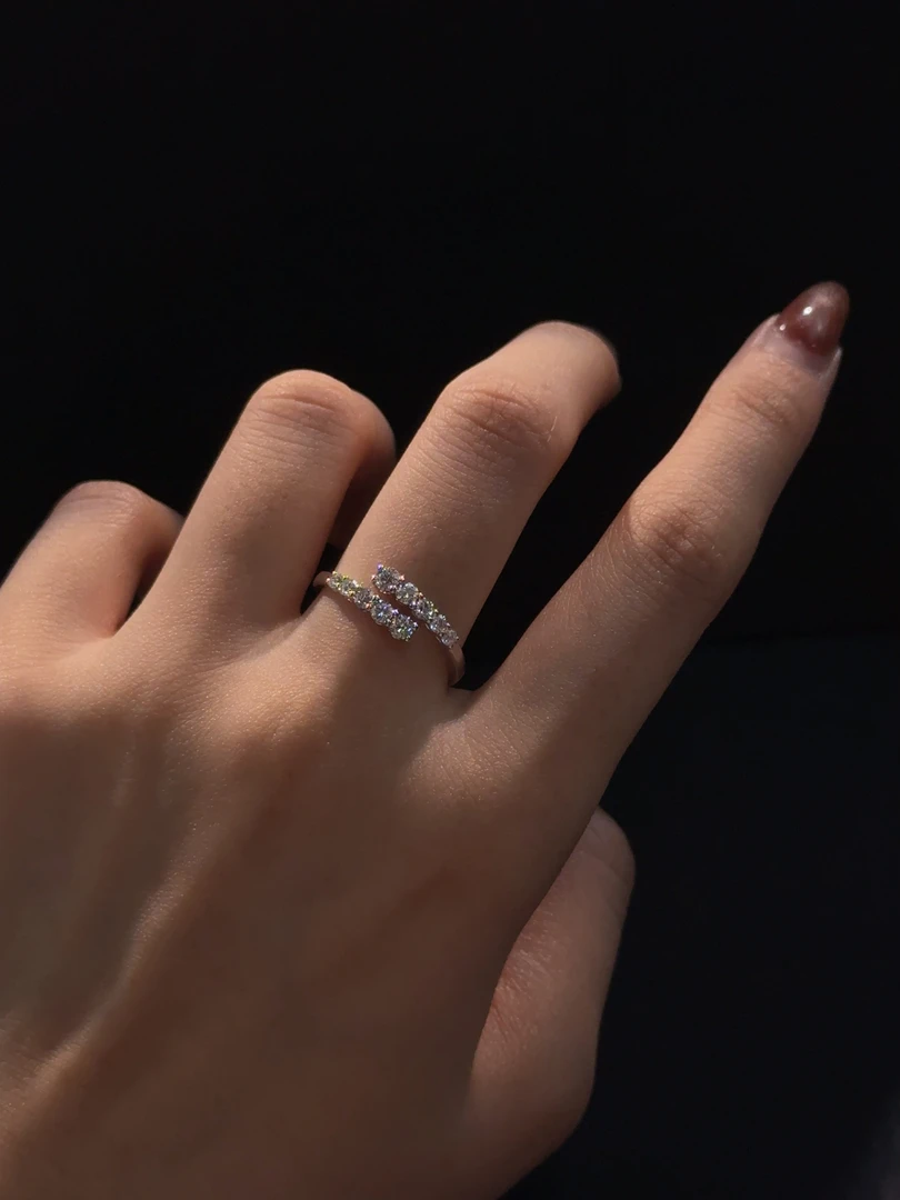 实验室培育钻石铂金双排开口排戒