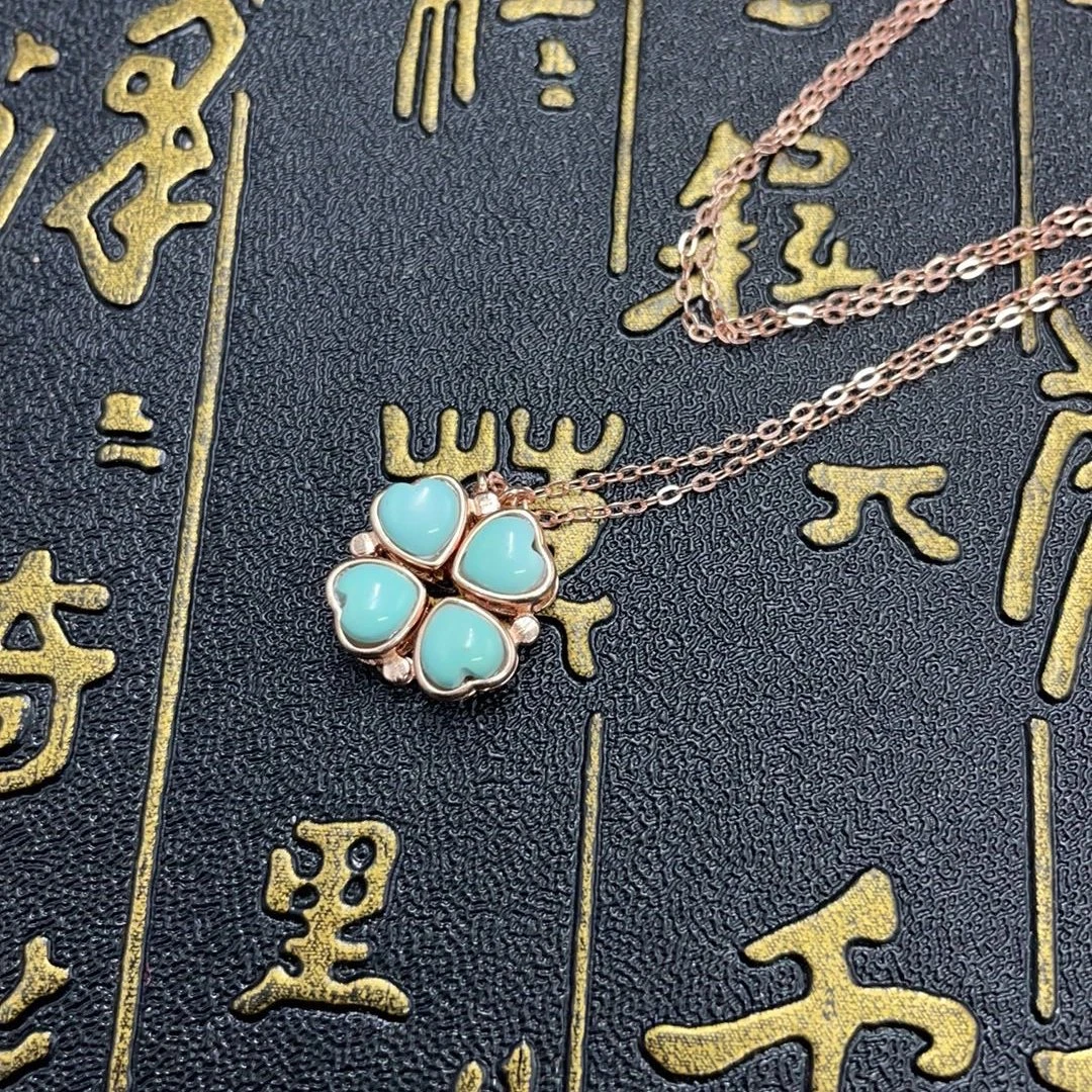 BY0624FWJS标033 北玉精选 绿松石爱心吊坠
