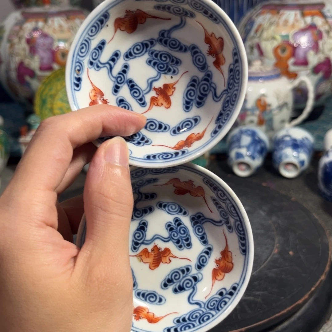 青花五福酱油碟123