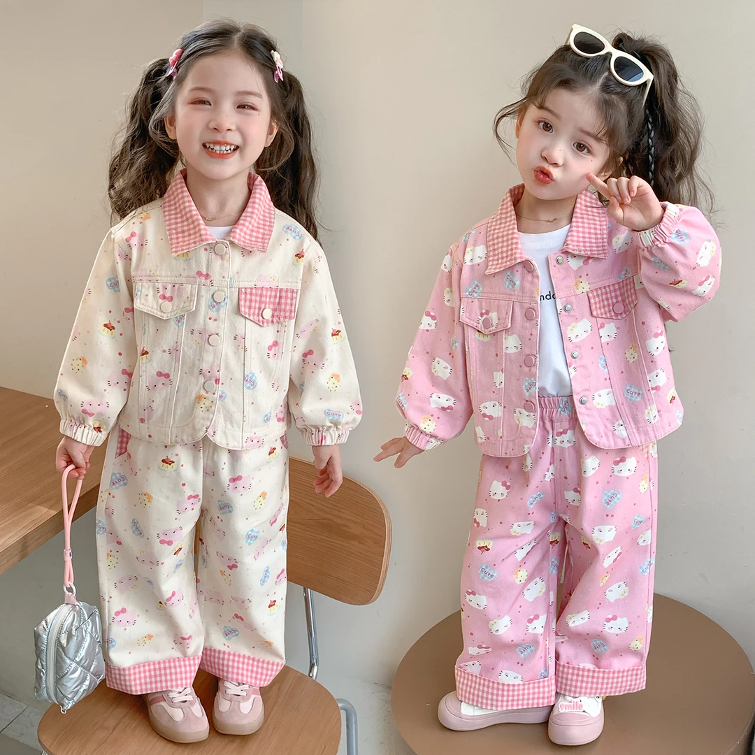 儿童套装女童春秋新款宝宝时髦洋气百搭网红卡通小童休闲两件套潮