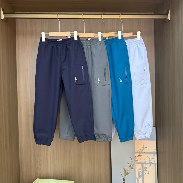 秋冬季薄绒儿童收腿休闲裤松紧腰中大童男女童