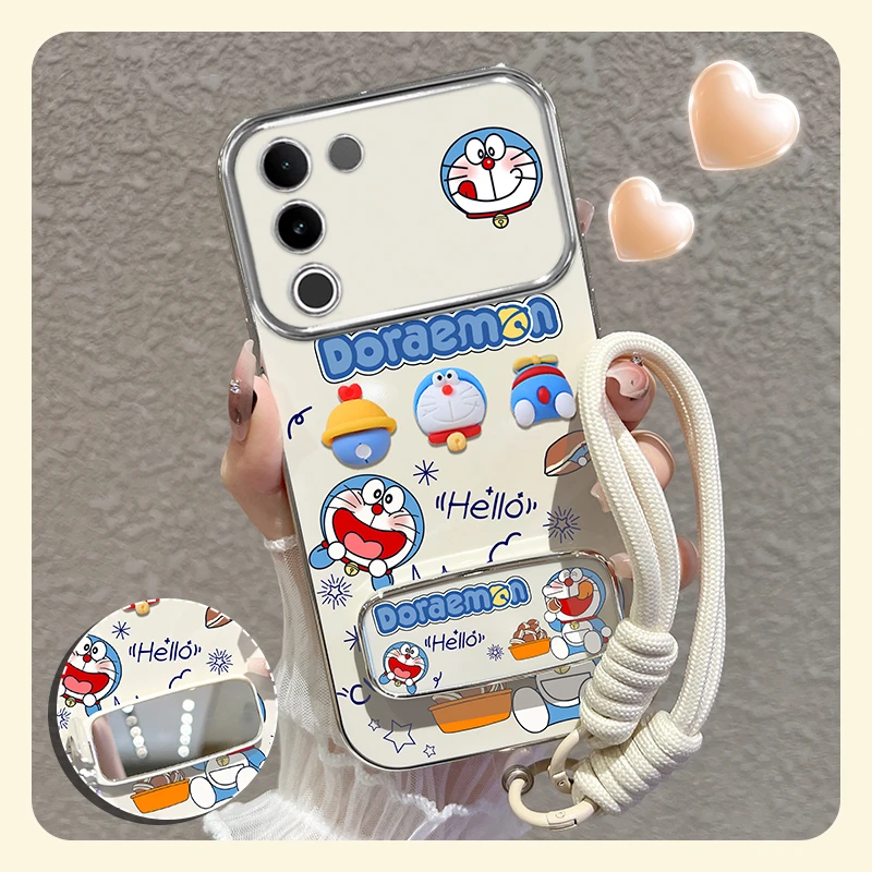 适用【vivos17/pro】手机壳可爱叮当猫大视窗硅胶保护女款可爱网红