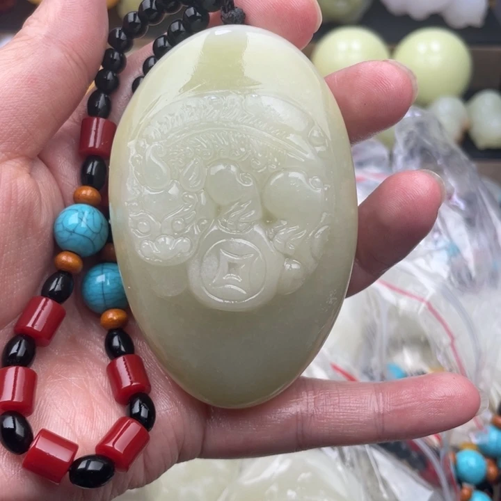 星***灯石材天然古青石手把件