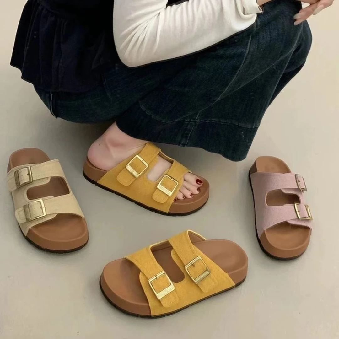 厚底勃肯鞋凉拖鞋女夏外穿2025新款配裙子高级感一字拖沙滩拖
