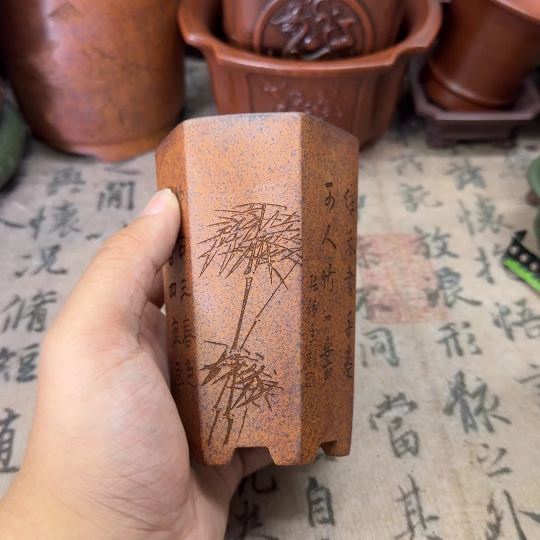 紫砂花盆6.5x11内经紫砂花盆