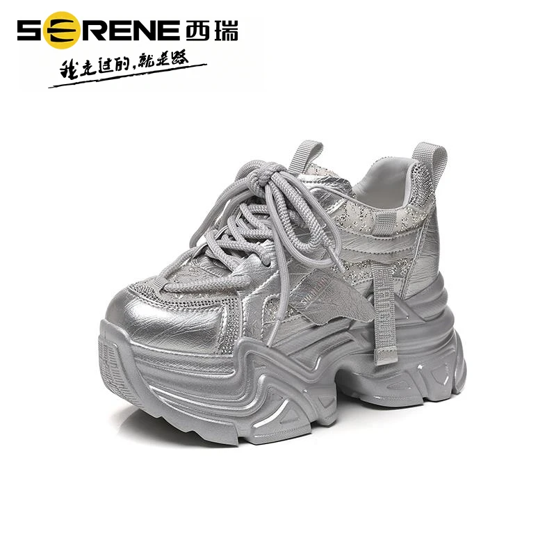 西瑞女鞋厚底复古老爹鞋女新款秋冬时尚百搭休闲鞋小个子增高透气