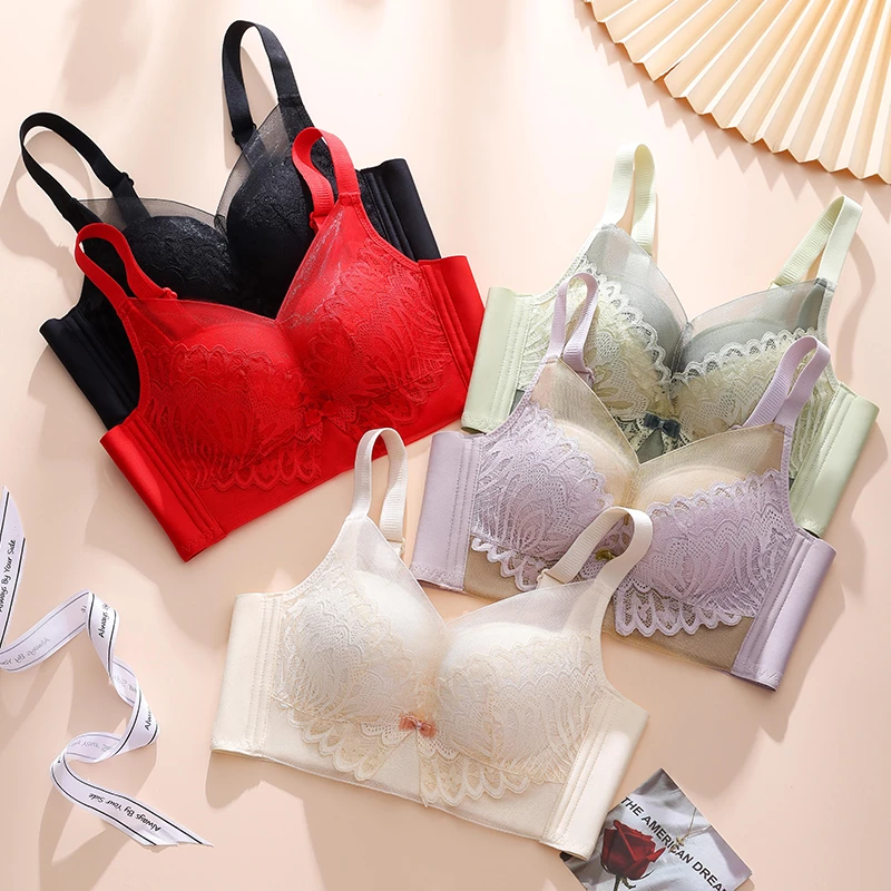 【买一送一】小胸聚拢显大内衣女无钢圈调整型蕾丝温感杯大胸文胸罩